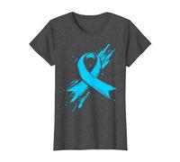 Light Blue Ribbon Prostate Cancer Awareness Men T-Shirt, Damen, Anthrazit Meliert, XL