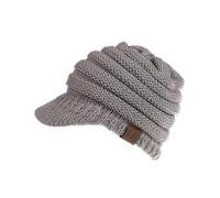 (light grey)Beanie Tail Winter Warm Knit Messy High Bun Ponytail Hats Visor Beanie Cap Tw