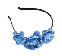 LIGHTAOTAO Blaues Jeans Stirnband mit Blumenmuster Schmerzfrei und Ziehfrei Vintage Haarband für Damen Geeignet für Pendeln und Hochzeit
