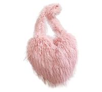 LIGHTAOTAO Plüsch Umhängetasche Damen Herzförmige Schultertasche mit Verspielten Quasten Rosa Farbe Stylisch und Romantisch für Party und Alltag Geeignet