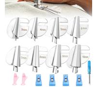 LightBeacon 8 Stück Nähmaschinen Zubehör Rollsaum Nähfuß, 3-10mm Edelstahl Nähen Rolled Saum Presser Fuß mit 2 Einfädler+4 Stoffklammern+1 Schraubendreher, Für Eine Breite Palette Von Nähmaschinen