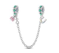 LIGHTDOG 925 Sterling Silber Sicherheitskette Charm für Europäische & Pandora Armbänder,Niedliches Geschenk Schmuck Mädchen Mode Liebe Schloss Charms