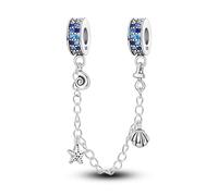LIGHTDOG 925 Sterling Silber Sicherheitskette Charm für Europäische & Pandora Armbänder,Niedliches Geschenk Schmuck Mädchen Mode Liebe Schloss Charms