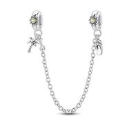 LIGHTDOG 925 Sterling Silber Sicherheitskette Charm für Europäische & Pandora Armbänder,Niedliches Geschenk Schmuck Mädchen Mode Liebe Schloss Charms