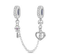 LIGHTDOG 925 Sterling Silber Sicherheitskette Charm für Europäische & Pandora Armbänder,Niedliches Geschenk Schmuck Mädchen Mode Liebe Schloss Charms