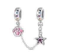 LIGHTDOG 925 Sterling Silber Sicherheitskette Charm für Europäische & Pandora Armbänder,Niedliches Geschenk Schmuck Mädchen Mode Liebe Schloss Charms