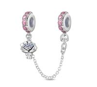LIGHTDOG 925 Sterling Silber Sicherheitskette Charm für Europäische & Pandora Armbänder,Niedliches Geschenk Schmuck Mädchen Mode Liebe Schloss Charms