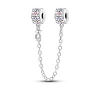LIGHTDOG 925 Sterling Silber Sicherheitskette Charm für Europäische & Pandora Armbänder,Niedliches Geschenk Schmuck Mädchen Mode Liebe Schloss Charms