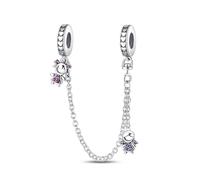 LIGHTDOG 925 Sterling Silber Sicherheitskette Charm für Europäische & Pandora Armbänder,Niedliches Geschenk Schmuck Mädchen Mode Liebe Schloss Charms