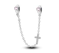 LIGHTDOG 925 Sterling Silber Sicherheitskette Charm für Europäische & Pandora Armbänder,Niedliches Geschenk Schmuck Mädchen Mode Liebe Schloss Charms