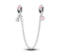 LIGHTDOG 925 Sterling Silber Sicherheitskette Charm für Europäische & Pandora Armbänder,Niedliches Geschenk Schmuck Mädchen Mode Liebe Schloss Charms