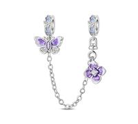 LIGHTDOG 925 Sterling Silber Sicherheitskette Charm für Europäische & Pandora Armbänder,Niedliches Geschenk Schmuck Mädchen Mode Liebe Schloss Charms