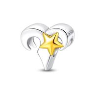 LIGHTDOG Damen 925 Silber Charms für Armbänder 12 Sternzeichen Anhänger Geeignet für Europäische Armbänder & Pandora Armbänder Halsketten Kompatibel Geburtstag Vergoldete Charms