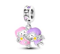 LIGHTDOG Damen 925 Silber Charms für Armbänder 12 Sternzeichen Anhänger Geeignet für Europäische Armbänder & Pandora Armbänder Halsketten Kompatibel Geburtstag Vergoldete Charms