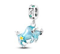 LIGHTDOG Damen 925 Silber Charms für Armbänder 12 Sternzeichen Anhänger Geeignet für Europäische Armbänder & Pandora Armbänder Halsketten Kompatibel Geburtstag Vergoldete Charms