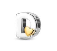 LIGHTDOG Frauen 925 Sterling Silber Charms 26 T Herz Buchstaben Bead Anhänger für Armbänder Charms kompatibel mit Europäischen Armbänder für Frauen Fit Pandora Anhängers Charm Ciondolo Letter