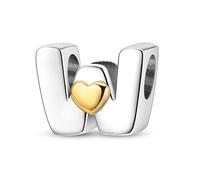 LIGHTDOG Frauen 925 Sterling Silber Charms 26 W Herz Buchstaben Bead Anhänger für Armbänder Charms kompatibel mit Europäischen Armbänder für Frauen Fit Pandora Anhängers Charm Ciondolo Letter