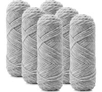 Lighterday 6 × 100 g Chenille Wolle zum Häkeln,Chenille Garn Dicke Wolle zum Häkeln,Weiche Flauschige Dick Stricken Yarn,Chunky Strickgarn für Mützen,Schal,Socken,Pullover und Decke (Hellgrau)