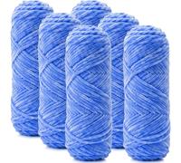 Lighterday 6 × 100 g Chenille Wolle zum Häkeln,Chenille Garn Dicke Wolle zum Häkeln,Weiche Flauschige Dick Stricken Yarn,Chunky Strickgarn für Mützen,Schal,Socken,Pullover und Decke(Königsblau)