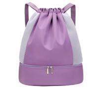 Lightweight Waterproof Drawstring Backpack with Shoe Compartment - Gym Bag | Waterproof lightweight drawstring backpack featuring a separate shoe compartment and front pouch for sports, gym, and travel.