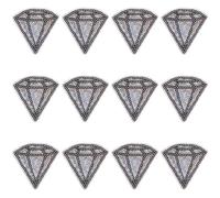 LIGIGWASH 12 Stück Pailletten Aufnäher für Kleidung mit Diamantmuster aus Stoff Glänzende Reparaturflicken zum Abdecken von Löchern und Flecken für Bastelarbeiten und Abendkleider