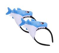 LIGIGWASH 2 Stück Hai Stirnband aus Weichem Material Realistische Cartoon Haifisch Motive in Blau Flexibler Haarreifen für Meerestier Cosplay Make Up und Spa Accessoire