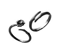 LIGIGWASH 2 Stück Offene Dornenrosen Partnerringe aus 925 Stück Sterlingsilber Zarter Fingerschmuck für Paare Geeignet für Fernbeziehungen und Besondere Anlässe