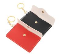 LIGIGWASH 2 Stück Teiliges Mini Portemonnaie mit Schlüsselring PU Geldbörse mit Kartenfach Outdoor Schlüsselanhänger Sicherer Verschluss Kompakt und Farblich Sortiert Schwarz Rot