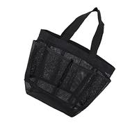 LIGIGWASH Große Netz Strandtasche Aus Nylon Leichte Tragbare Dusch Netztasche Mit 8 Taschen Mehrzweck Aufbewahrung Für Reise Fitness Und Schwimmer Schwarz