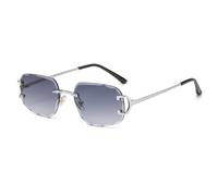 LIGOES Metall Quadrat Sonnenbrille Frauen Mode randlose Sonnenbrille für Männer Unisex UV400 Schattierungen (silver with grey)
