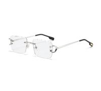 LIGOES Mode Quadrat Sonnenbrille Männer Metall randlose Sonnenbrille für Frauen UV400 Schattierungen (silver with clear)