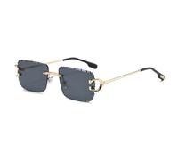 LIGOES Mode Quadrat Sonnenbrille Männer Metall randlose Sonnenbrille für Frauen UV400 Schattierungen (gold with black)