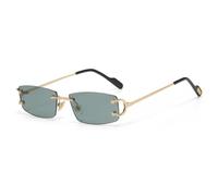 LIGOES Mode Quadrat Sonnenbrille UV400 Metall Unisex randlose Sonnenbrille für Männer Frauen (gold with green)