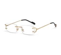 LIGOES Mode Quadrat Sonnenbrille UV400 Metall Unisex randlose Sonnenbrille für Männer Frauen (gold with clear)