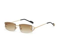 LIGOES Mode Quadrat Sonnenbrille UV400 Metall Unisex randlose Sonnenbrille für Männer Frauen (gold with brown)