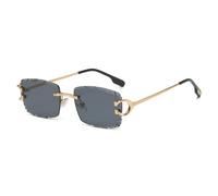 LIGOES Mode randlose Sonnenbrille für Frauen Metall UV400 Quadrat Sonnenbrille Männer Sommer Reisen (gold with black)