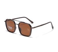 LIGOES Polarisierte Sonnenbrille Männer Frauen Quadrat Big Frame Sonnenbrille Doppelbrücke TR90 Metall Brille (brown)