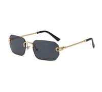 LIGOES Polygon Rimless Sonnenbrille Mode Metall Quadrat Sonnenbrille für Frauen Männer (gold with black)