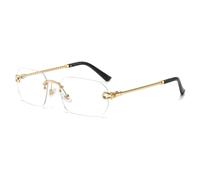 LIGOES Polygon Rimless Sonnenbrille Mode Metall Quadrat Sonnenbrille für Frauen Männer (gold with clear)
