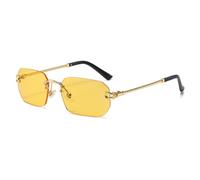 LIGOES Polygon Rimless Sonnenbrille Mode Metall Quadrat Sonnenbrille für Frauen Männer (gold with yellow)
