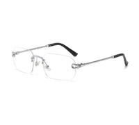 LIGOES Polygon Rimless Sonnenbrille Mode Metall Quadrat Sonnenbrille für Frauen Männer (silver with clear)