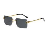 LIGOES Randlose Rechteck Sonnenbrille UV400 Metall Bein Sonnenbrille Rahmenlose Meer Grün Blau Brillen Schatten (gold with black)