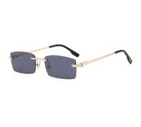 LIGOES Randlose Rechteck Sonnenbrille UV400 Metall Sonnenbrille Rahmenlose Meeresfarbe Selfies Ins Brillen Schatten (gold with black)