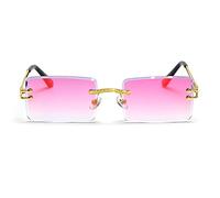 LIGOES Randlose Rechteckige Sonnenbrille Grün Blau Spiegelglas Sonnenbrille Damen Uv400 Retro Herren Getönte Shades (rosa Spiegelglas)