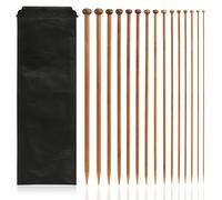 LIHAO 15 Paar Stricknadeln Set Bambus Strickset mit Maschenstopper Stricken Knitting Needles für Socken Handschuhe Pullover Anfänger Profi (2 mm-10 mm / 30 cm Lang)
