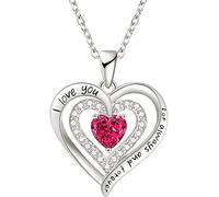 LIHELEI Kette Damen mit Forever Love Herz Geburtsstein Anhänger, S925 Silber Halskette für Frauen Schmuck, Geburtstags Geschenk für Sie, Frau Freundin Valentinstag Muttertags-Jan.Silber