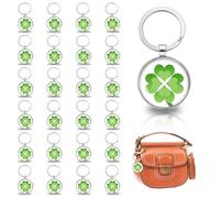 LIHIQIYA Silvester Glücksbringer Schlüsselanhänger, 24er Vierblättriges Kleeblatt Schlüsselanhänger Set, 2026 Neujahr Geschenke Grüner Glücksbringer Anhänger Viel Glück Prüfung für Schüler Kinder