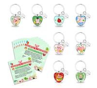 LIHIQIYA Silvester Glücksbringer Schlüsselanhänger Set, 8 Neujahr Herz Schlüsselanhänger+8 Neujahrskarten Neujahrsglücksbringer Silvester Mitbringsel Viel Glück Neujahrsgeschenke für Gäste Kollegen