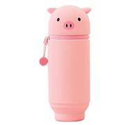 LIHIT LAB Kawaii Japanese Pig Großes Stand Up Federmäppchen Für Schule Büro College, Niedliche Schulbedarf, Tier Stifthalter Bleistifthalter Mädchen, Künstler Federmäppchen, Schwein (A7714-5)