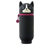 LIHIT LAB Kawaii Japanischer Hund Großes Stand-Up-Federmäppchen für Schule, Büro, Uni, niedliches Schulbedarf, Tier-Stiftehalter, Stifteetui für Mädchen, Künstler, Boston Terrier (A7714-8)